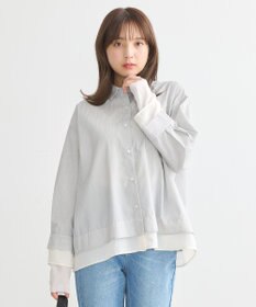 earth music&ecology シフォン×チュールレイヤードシャツ