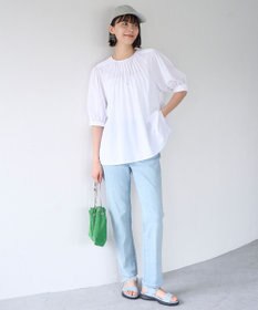 UNFILO イージーケア ピンタックブラウス