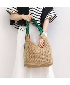 UNBILLION カシュカシュ cachecache / ドロストフリルハンドル地柄編みトート カゴバッグ