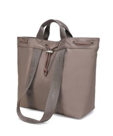style code 【Ungrid/アングリッド】ナイロン ロゴテープ　牛革ハンドル　2WAY 巾着トートバッグ