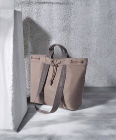 style code 【Ungrid/アングリッド】ナイロン ロゴテープ　牛革ハンドル　2WAY 巾着トートバッグ