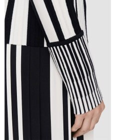 JOSEPH 【洗える】ストライプアンドプリーツ　ハイネックニット