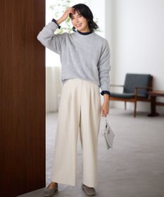 ANY 【洗濯機可/ウエストゴム】ウーリッシュ２タックワイドパンツ