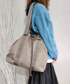 style code 【Ungrid/アングリッド】ナイロン ロゴテープ　牛革ハンドル　2WAY 巾着トートバッグ