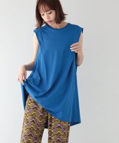 Green Parks 配色ステッチノースリーブチュニック