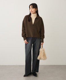 CRAFT STANDARD BOUTIQUE 裏起毛デニムワイドストレートパンツ