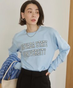 WEGO 【ANGIE VINTAGE】GILDAN カレッジロゴ オーバーサイズ プリント ロンT