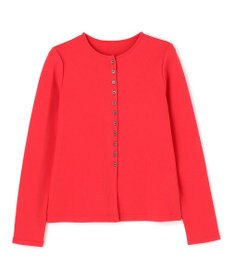 UNFILO ドライタッチリブ カーディガン レッド