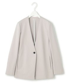 ICB 【洗える】コットンコンプレッシャー ノーカラージャケット