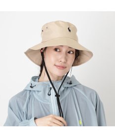 MOONBAT 【遮熱・遮光】POLO RALPH LAUREN（ポロ ラルフ ローレン）ポロポニー刺繍 リップストップ パラソルハット 帽子 あごひも付き