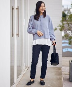 ANY スウェットライクニットカーディガン