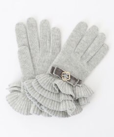 FRILL RIBBON CASHMERE GLOVE グローブ, ブラック系, F