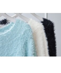 ANY SIS 【洗える】フィルムラメシャギー ニット