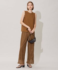 ICB L 【洗える】タイルパターンレース ワイドストレートパンツ