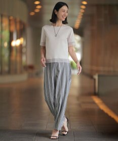 J.PRESS LADIES リネンレーヨン 柄 ワイドパンツ