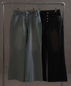 WEGO ボタンフライローライズフレアデニム