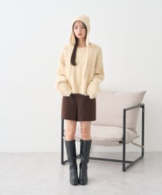 earth music&ecology モヘヤタッチケーブルニットプルオーバー