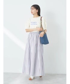 earth music&ecology フォルムスリーブ刺繍ロゴＴＥＥ