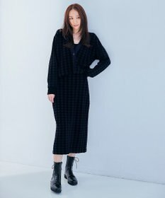 ICB 【洗える】ハウンドトゥースパターン ニットスカート