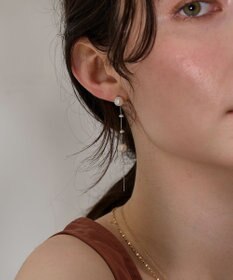 Phoebe 【金属アレルギー対応】パールドロップロングピアス　シルバー