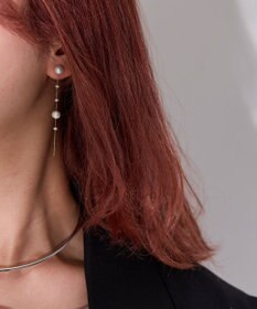 Phoebe 【金属アレルギー対応】パールドロップロングピアス　シルバー