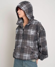 WEGO 【ユニセックス着用ITEM/MLサイズ展開】チェックロゴフードブルゾン