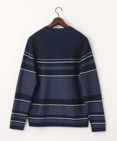 JOSEPH ABBOUD 【滑らかな肌触り】パネルボーダーVネックニット