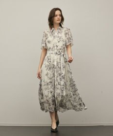 GRACE CONTINENTAL フラワープリントシャツフレアワンピース