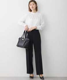 23区 L 【洗える】バックサテンアムンゼン フリルデザインシャツ