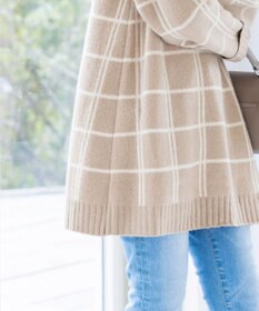Tiaclasse L 【洗える】チェックジャガードニットチュニック