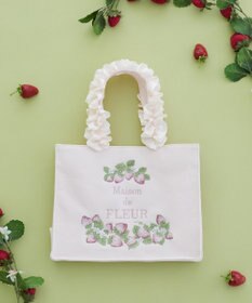 Maison de FLEUR いちごフリルハンドルスクエアトートバッグ