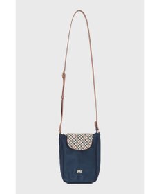 DAKS ナイロン×牛革 ハウスチェック 縦型ショルダーバッグ