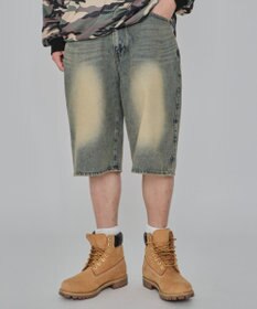 WEGO 【紐で調節可能】スーパーバギーデニムショーツ