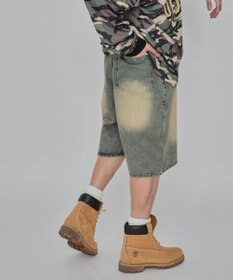 WEGO 【紐で調節可能】スーパーバギーデニムショーツ