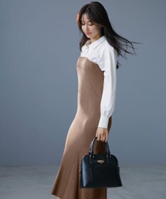 ANY SIS S 【全方位 好印象】シャツコンビリブニット ワンピース