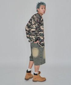 WEGO 【紐で調節可能】スーパーバギーデニムショーツ