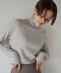 UNFILO 【暖かさ＆着心地の良さで大ヒット】コットンカシミヤ タートルネックカットソー