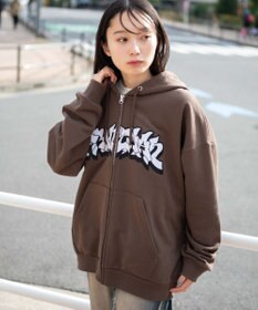 WEGO 【ユニセックス着用ITEM】ワッペンロゴZIPパーカー