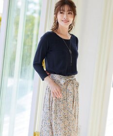 Tiaclasse 【洗える】異素材を組み合わせた花柄ドッキングワンピース