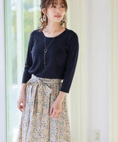 Tiaclasse 【洗える】異素材を組み合わせた花柄ドッキングワンピース