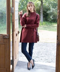 Tiaclasse L 【洗える】1枚でもレイヤード効果のあるサイドボタンチュニック