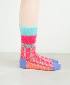COQ BLOCK FLAG チェック リバーシブルファーソックス