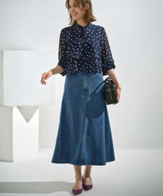 組曲 L シフォンオーガンプリント ティアードブラウス