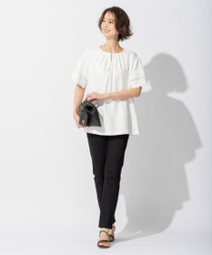 自由区 【洗える】エンブロイダリー チュニック丈カットソー