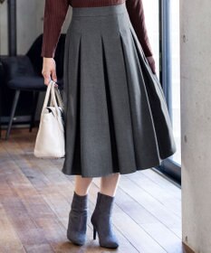 Tiaclasse 大人上品なウール調タックフレアスカート