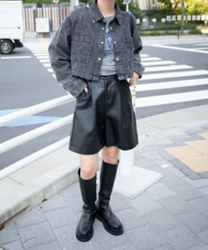 WEGO ヴィンテージウォッシュデニムショートシャツ