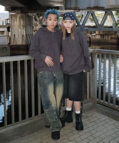 WEGO 【ユニセックス着用ITEM】ダメージアップリケレイヤードZIPパーカー