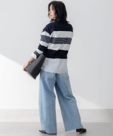 23区 L 【洗える】コットンポリエステルストレッチ ショート ニット