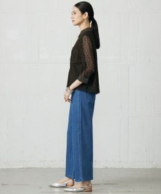 自由区 L 【19号サイズまで展開】ウスカルデニムワイドストレート パンツ