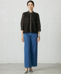 自由区 L 【19号サイズまで展開】ウスカルデニムワイドストレート パンツ